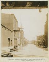 Progress of steel construction in Front Street, looking north from Bent 108, showing crosswires, July 3, 1916.