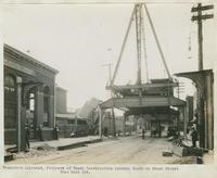 Progress of steel construction, looking south on Front St. from bent 189, September 11, 1916.