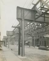 Perspective of structure in Front St. below Girard Ave., showing absence of longitudinal station girders, September 12, 1916.