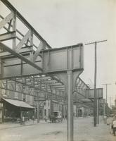 Perspective of structure in Front St. above Girard Ave., showing absence of longitudinal station girders, Sept. 12, 1916.