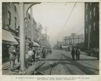 Progress of steel construction in Front St. at bent 227, looking north, September 25, 1916.