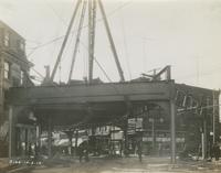 Progress of steel construction in Kensington Ave. at bent # 234, looking south, October 2, 1916.