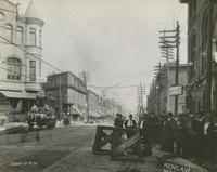 Progress of steel construction in Kensington Ave. at bent 244, looking north, October 9, 1916.