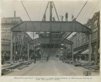 Progress of steel construction in Kensington Avenue at bent 265, looking south, October 16, 1916.