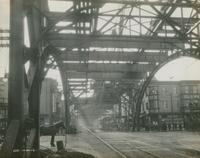 Progress of steel construction in Kensington Ave., arch over Lehigh Ave., looking south, October 30, 1916.