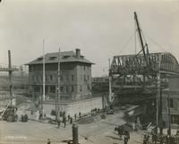 Progress of steel construction in Kensington Ave., Perspective of Kensington Ave. & Lehigh Ave., looking north, Oct. 23, 1916.