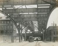 Arch over Lehigh Ave. showing detail construction under road-bed, looking north, June 4, 1917.