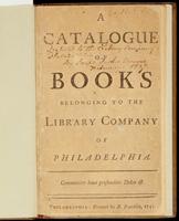 A Catalogue of Books Belonging to the Library Company of Philadelphia.