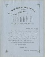 Benton & Brother, manufacturers of gold pens, no. 409 Chestnut Street.