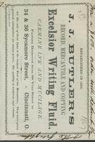 J. J. Butler's record, mercantile and copying excelsior writing fluid.