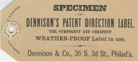 Specimen of Dennison's patent direction label.