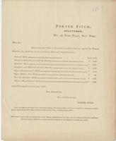 Porter Fitch, stationer, no. 16 Park Place, New York.