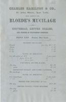 Charles Hamilton & Co., 64 John Street, New York, sole agents for Bloede's mucilage and universal letter scales, and jobbers of stationers' sundries.