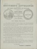 The document envelopes received the highest premium, medal and certificate, at the 37th annual fair of the American Institute, 1867.