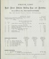 Price list of Heyl's patent adhesive binding tags and portfolios.