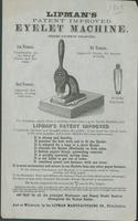 Lipman's patent improved eyelet machine.