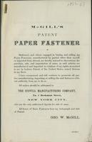 McGill's patent paper fastener.