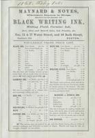 Maynard & Noyes, wholesale dealers in drugs, manufacturers of black writing ink, writing fluid, carmine ink, red, blue and stencil inks, ink powder, &c.