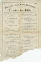 The American News Company's list of diaries for 1868.