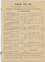 Diaries for 1865, published by Moss & Co., booksellers, stationers and blank book manufacturers, no. 430 Market Street, Philadelphia.