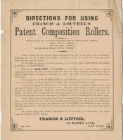 Directions for using Francis & Loutrel's patent composition rollers.