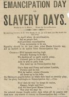 EMANCIPATION DAY OR SLAVERY DAYS.