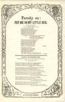 PARODY ON: PUT ME IN MY LITTLE BED.