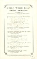 SONG OF "GIDEON'S BAND," COMPANY F, GRAY RESERVES.