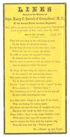 LINES SACRED TO THE MEMORY OF CAPT. HENRY C. GORRELL OF GREENSBORO' N.C., OF THE SECOND NORTH CAROLINA REGIMENT, WHO FELL IN AN ATTACK WHICH HE LED AGAINST THE FEDERAL BATTERIES AT THE BATTLE OF FAIR OAKS, JUNE 14, 1862.