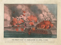The great fight at Charleston, S.C., April 7th, 1863 [graphic] : Between 9 United States "Iron-Clads," under the command of Admiral Dupont; and Forts Sumter, Moultrie, and the Cummings Point Batteries in possession of the rebels.