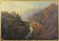 Mountainous Landscape with Bridge