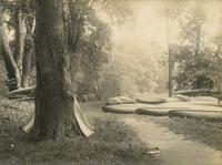 Canoes for rent in wooded area, Philadelphia.