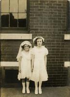 Two little girls in First Communion dresses, Philadelphia.