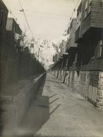 Laundry drying behind row homes, Philadelphia.