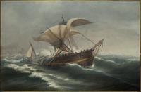 Picture of a sailing ship in stormy sea