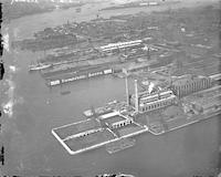 Industrial piers on the Delaware River, Camden, New Jersey.