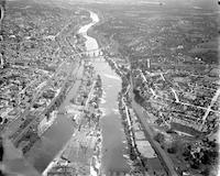 [Aerial view of the Schuylkill River looking southeast from Manayunk, Philadelphia.]