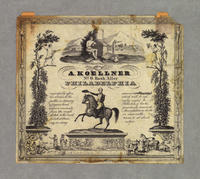 A. Koellner No. 6. Bank Alley Philadelphia respectfully offers his services to the public in drawing of figures landscapes & animals from the rough sketch to the most finished drawing in every manner and in a style which will be especially useful to publi