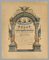 Order of the United American Mechanics. Founded July 8th, 1845. Honesty, industry & sobriety. [membership certificate]