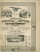 Lithography, engraving and printing establishment. Augs. Kollner designer, engraver & lithographer. Henry Camp copperplate & lithographic printer. Phoenix Block corner of Second & Dock streets Philadelphia