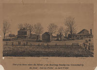 View of the farm where the murder of the Deering [sic] Family was committed by the fiend Antoine Probst on April 7th 1866.
