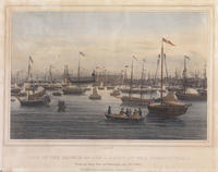 View of the launch of the U.S. ship of war Pennsylvania