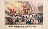 Explosion and burning of the cartridge factory, cor. Tenth and Read [sic], March 2[9]th 1862. 