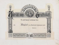 Gambrinus Unterstutzungus Gesellschaft [membership certificate].