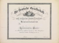 Die Deutsche Gesellschaft des staates Pennsylvanien [membership certificate]. 