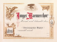 Junger Maennerchor [membership certificate]