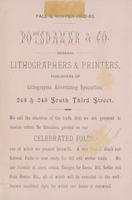 Fall & winter 1882-83. Potsdamer & Co. General lithographers & printers, publishers of lithographic advertising specialties, 243 & 245 South Third Street.