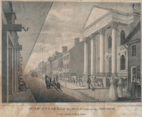 High Street, with the First Presbyterian Church. Philadelphia, 1800.