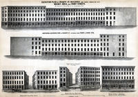 Elevation plan of Granite St. buildings and those connecting with Walnut, Dock and Front Streets.