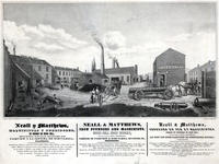 Neall Y Matthews, maquinistas y fundidores, de hierro en Bush Hill, esquina de las galles de Fairview y la septima de Schuylkill, Filadelfia = Neall & Matthews, iron founders and machinists, Bush Hill Iron Works, (formerly occupied by Rush & Muhlenberg,) 